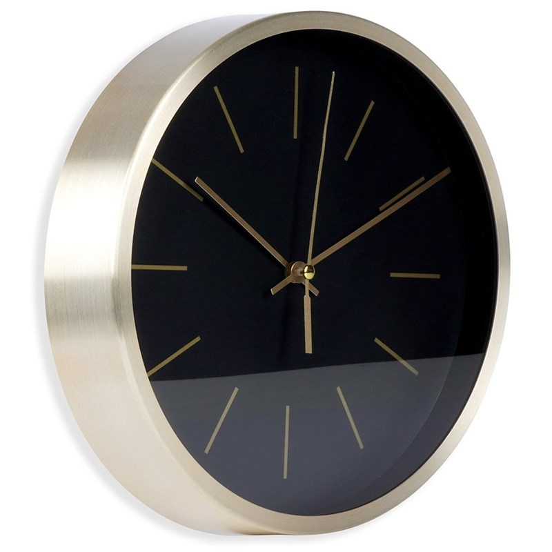 Wanduhr Uhr Zimmeruhr schwarz und goldfarben 25 cm
