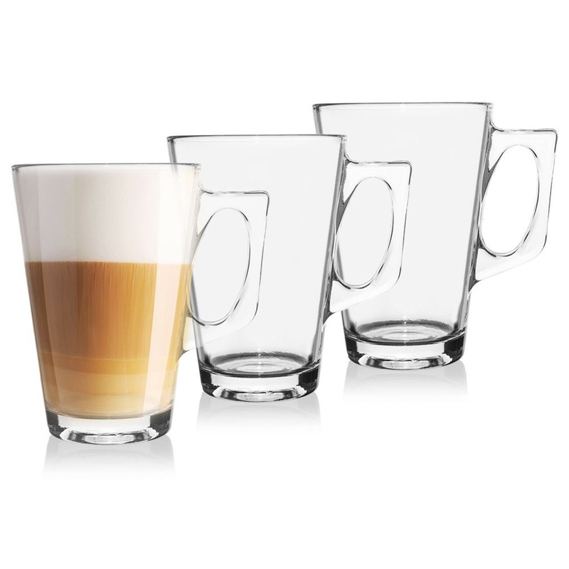 Glas mit Henkel für Kaffee Tee Getränke 3er Set