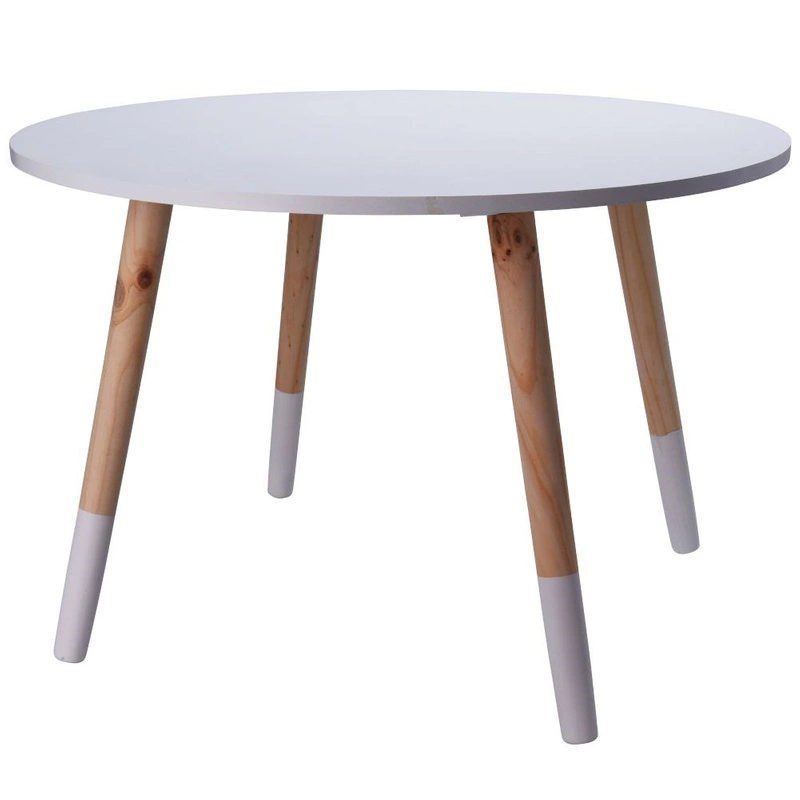 Tischlein aus Holz Holztisch für KINDER rund weiß 60 cm für Kinderzimmer