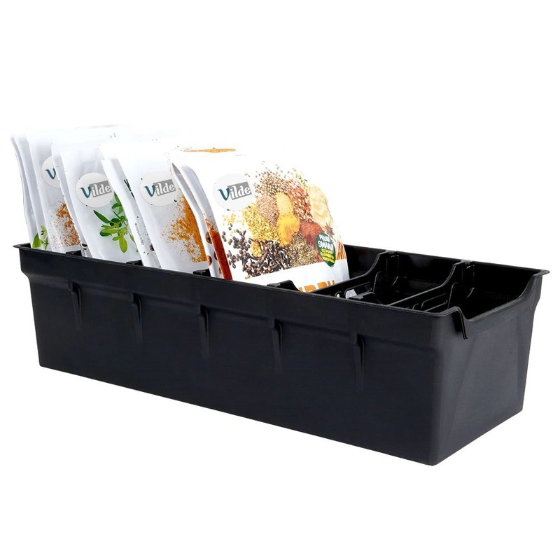 Küchenorganizer Gewürzbehälter Aufbewahrungbox für Gewürztüten schwarz 30x13x8 cm