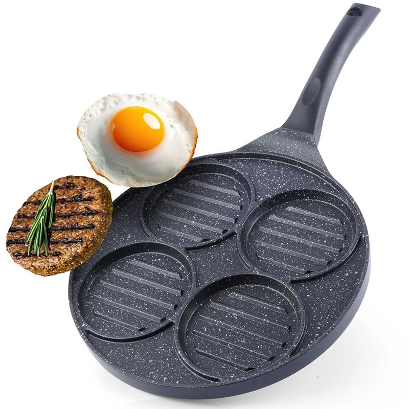 Grillpfanne Grillplatte für Burger Spiegeleier Omelette mit Granitbeschichtung 4 Löcher GRANDE 26,5 cm