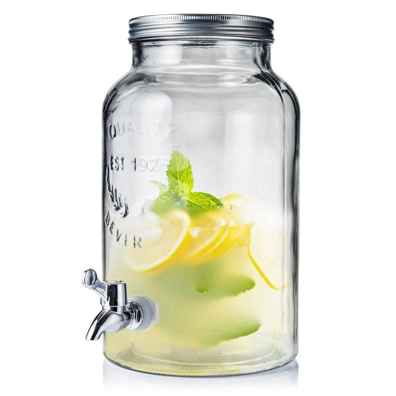 Glaskrug Getränkespender Glasspender mit Getränkehahn Hahn Zapfhahn Zapfhahnflasche 5,5 L 