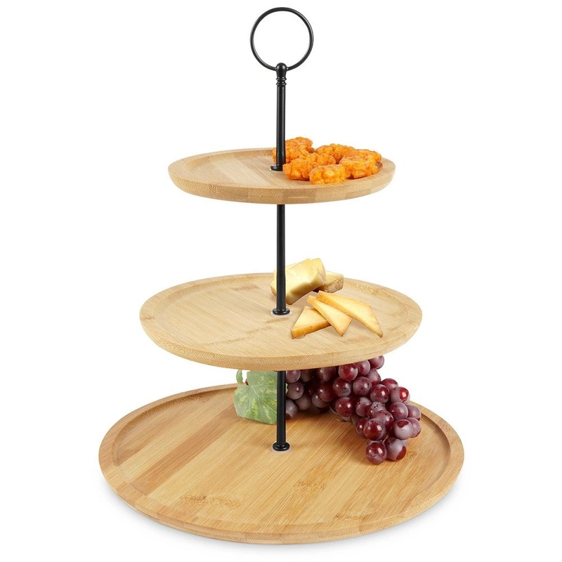 ORION Cake stand 3-level for cookies cakes wooden