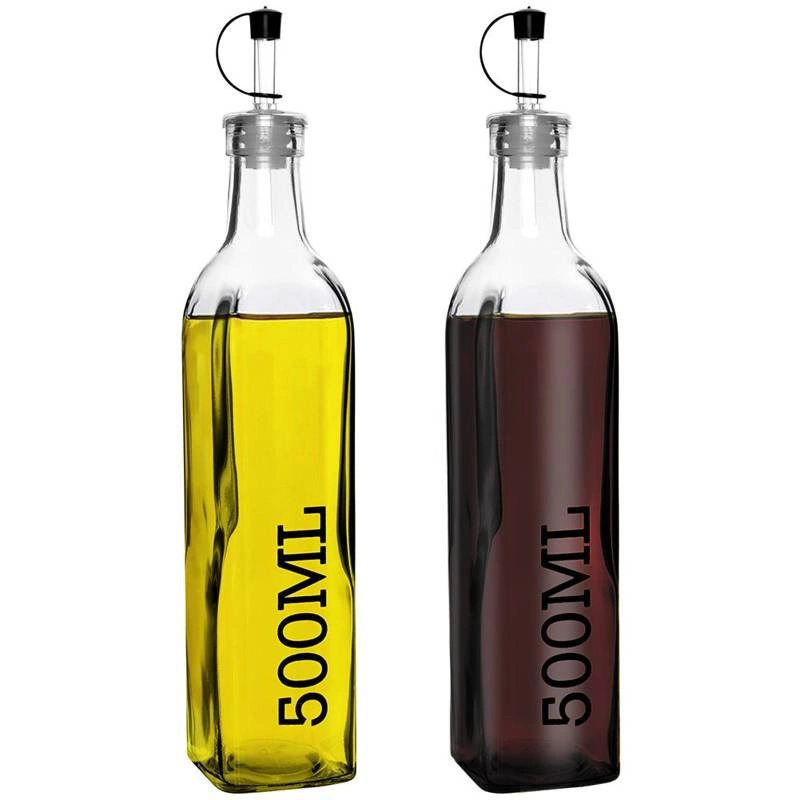 Glasflasche mit abschließbarem Spender für Olivenöl und Essig Olivenöl Flasche Behälter 2er Set 500 ml