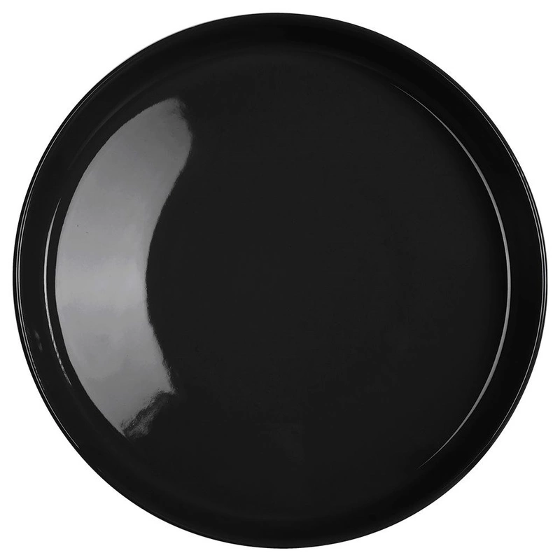 Essteller Speiseteller Porzellanteller flach schwarz groß mit erhöhtem Rand 24 cm