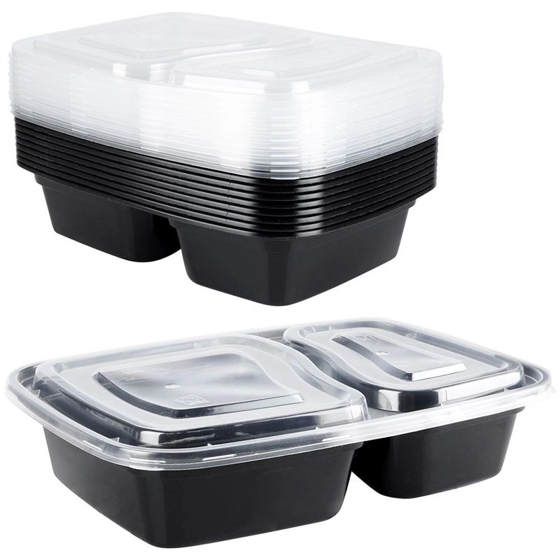 Frischhaltedose Vorratsdose Lebensmittelbehälter Lunchbox Brotdose Aufbewahrungsbox geteilt mit 2 Fächern, Set 10 Stk. 1,2 L
